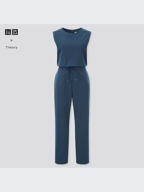 UNIQLOxTheory Deep Blue Ultra Stretch Sleeveless Drawstring Jumpsuit- L